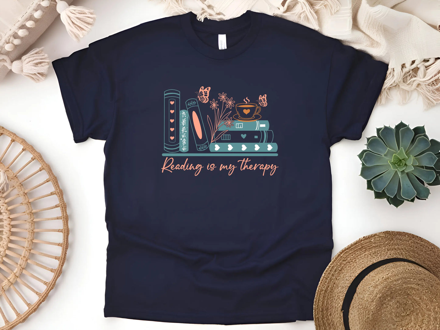 Reading Is My Therapy Shirt β Because Books are cheaper than a therapist!