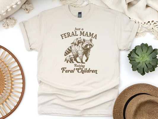 Just a Feral Mama Raising Her Feral Children Unisex Softstyle T-Shirt - Perfect Gift for Mums