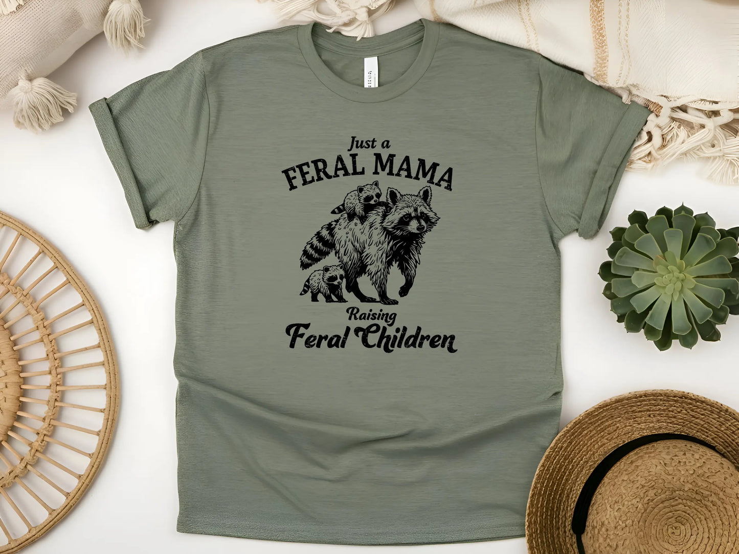 Just a Feral Mama Raising Her Feral Children Unisex Softstyle T-Shirt - Perfect Gift for Mums