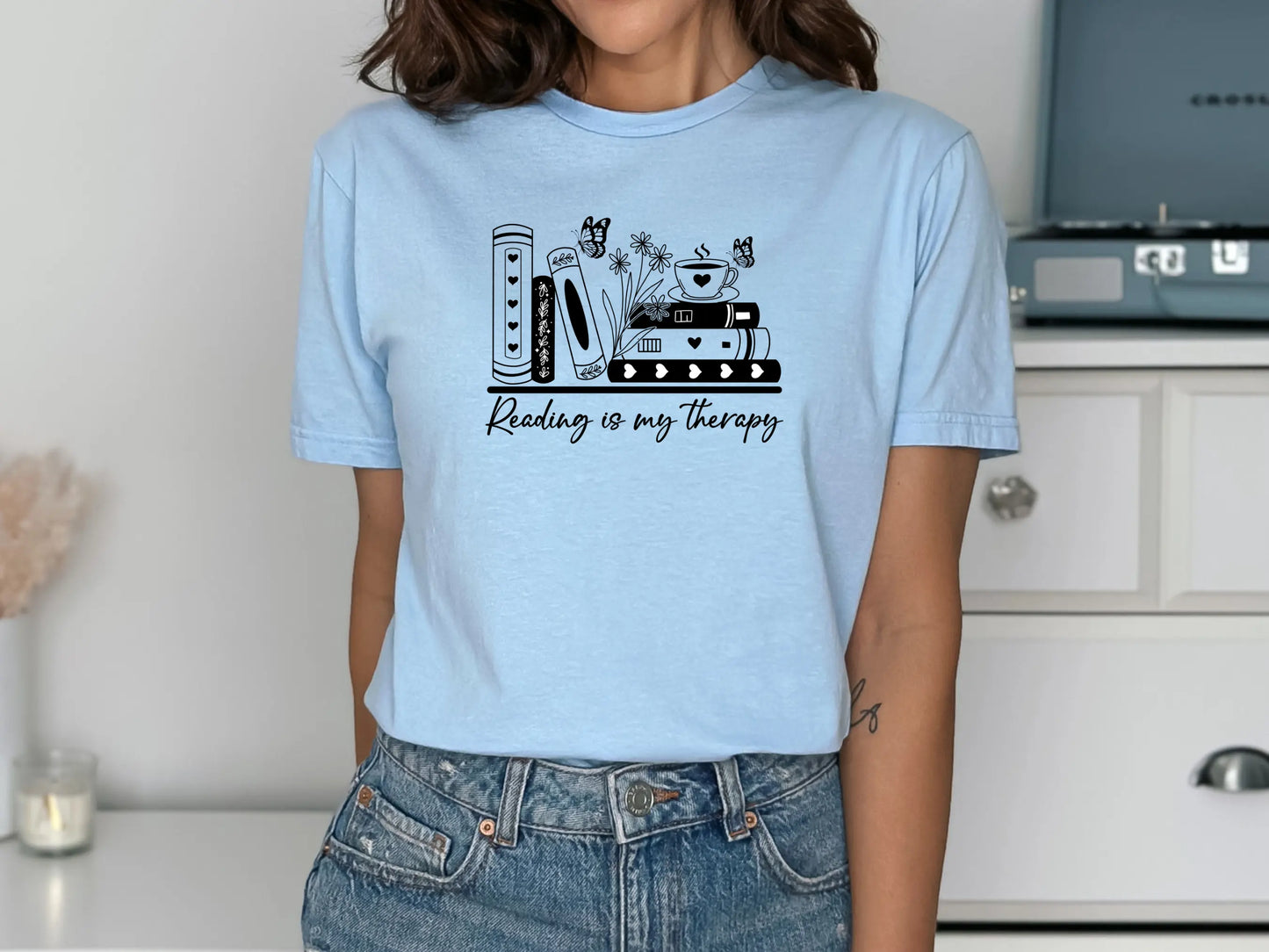 Reading Is My Therapy Shirt β Because Books are cheaper than a therapist!