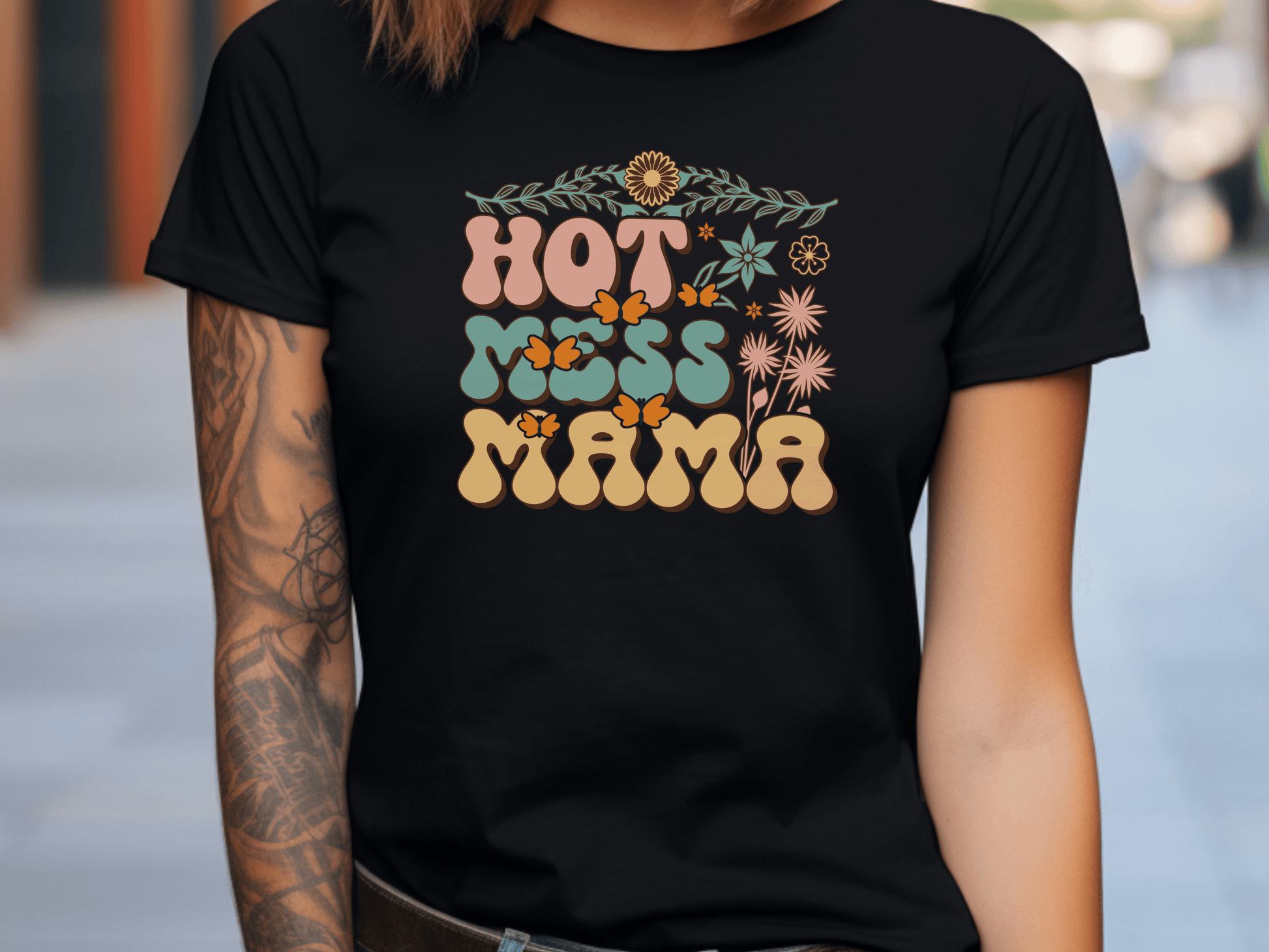 Hot Mess Mama Graphic Tee β Chaos, Coffee & Cuteness - Lotta and Liv