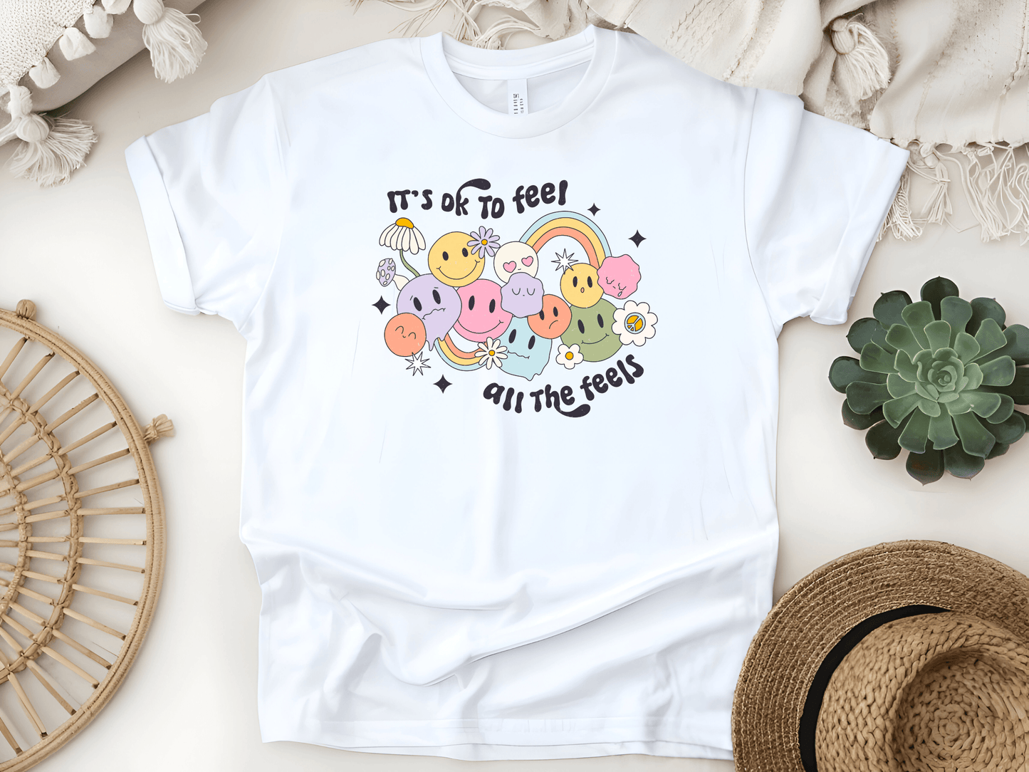 It’s OK to Feel All the Feels Graphic Unisex Tee – Comfort for Every Emotion - Lotta and Liv