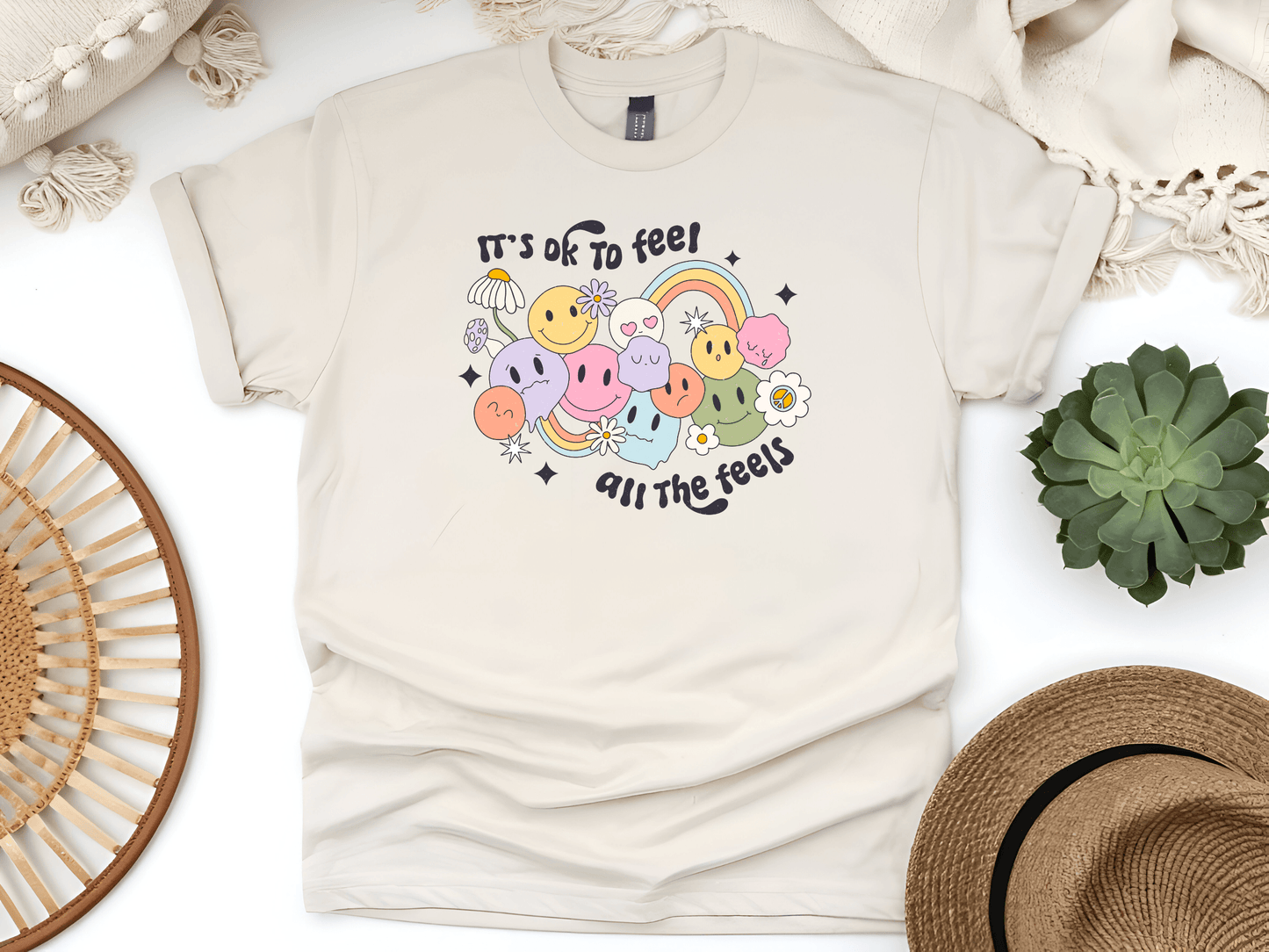 It’s OK to Feel All the Feels Graphic Unisex Tee – Comfort for Every Emotion - Lotta and Liv