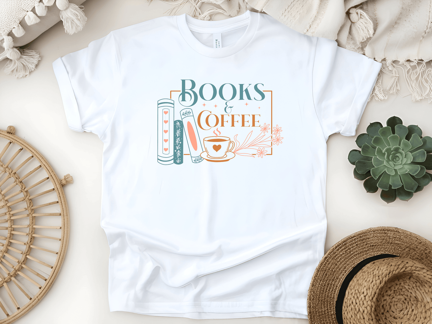 Books & Coffee Unisex T-Shirt – The Perfect Tee for Bookworms & Coffee Lovers - Lotta and Liv