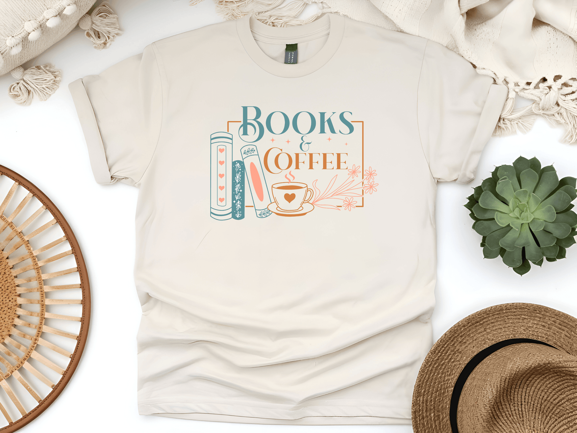Books & Coffee Unisex T-Shirt – The Perfect Tee for Bookworms & Coffee Lovers - Lotta and Liv