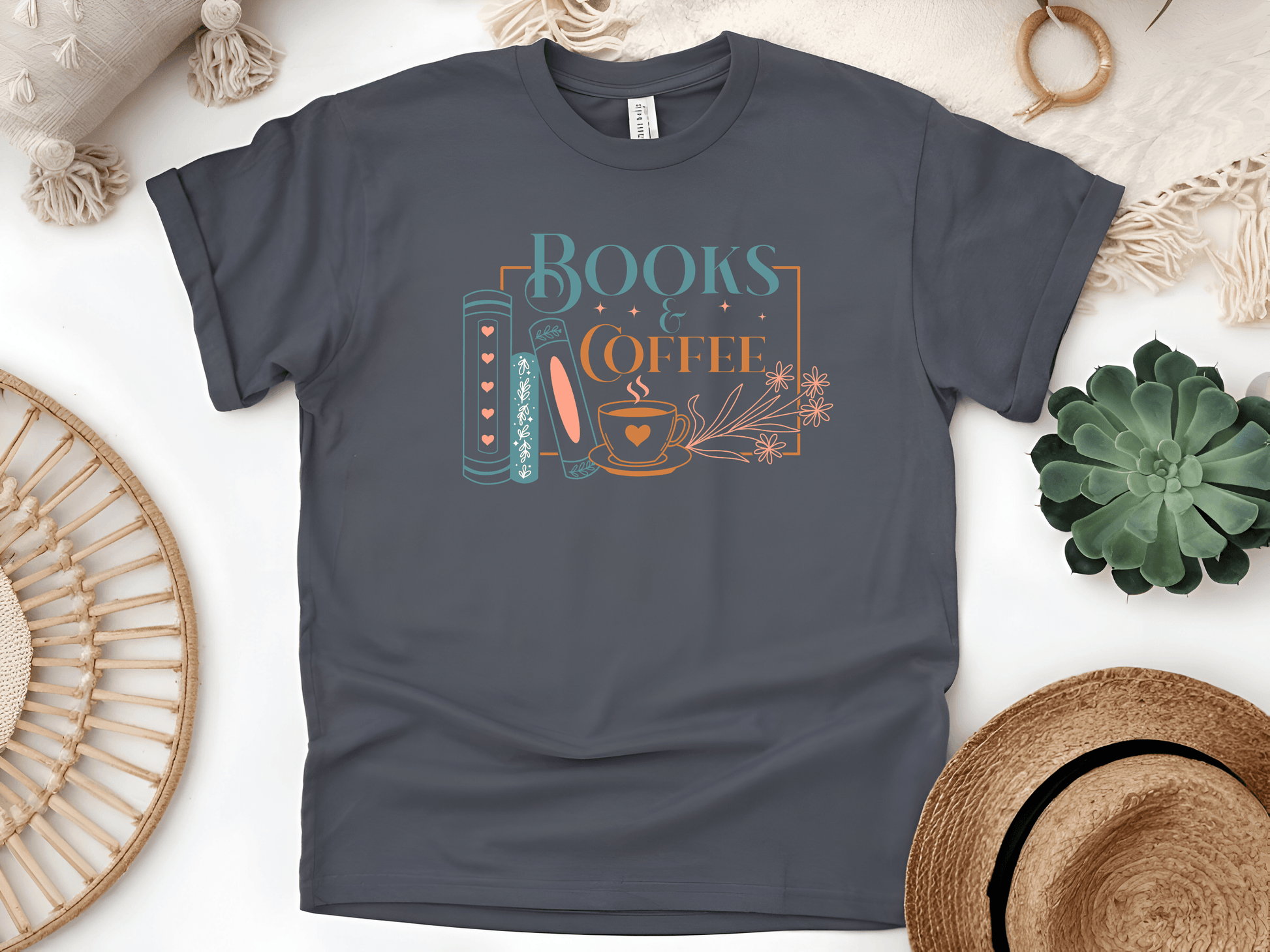 Books & Coffee Unisex T-Shirt – The Perfect Tee for Bookworms & Coffee Lovers - Lotta and Liv