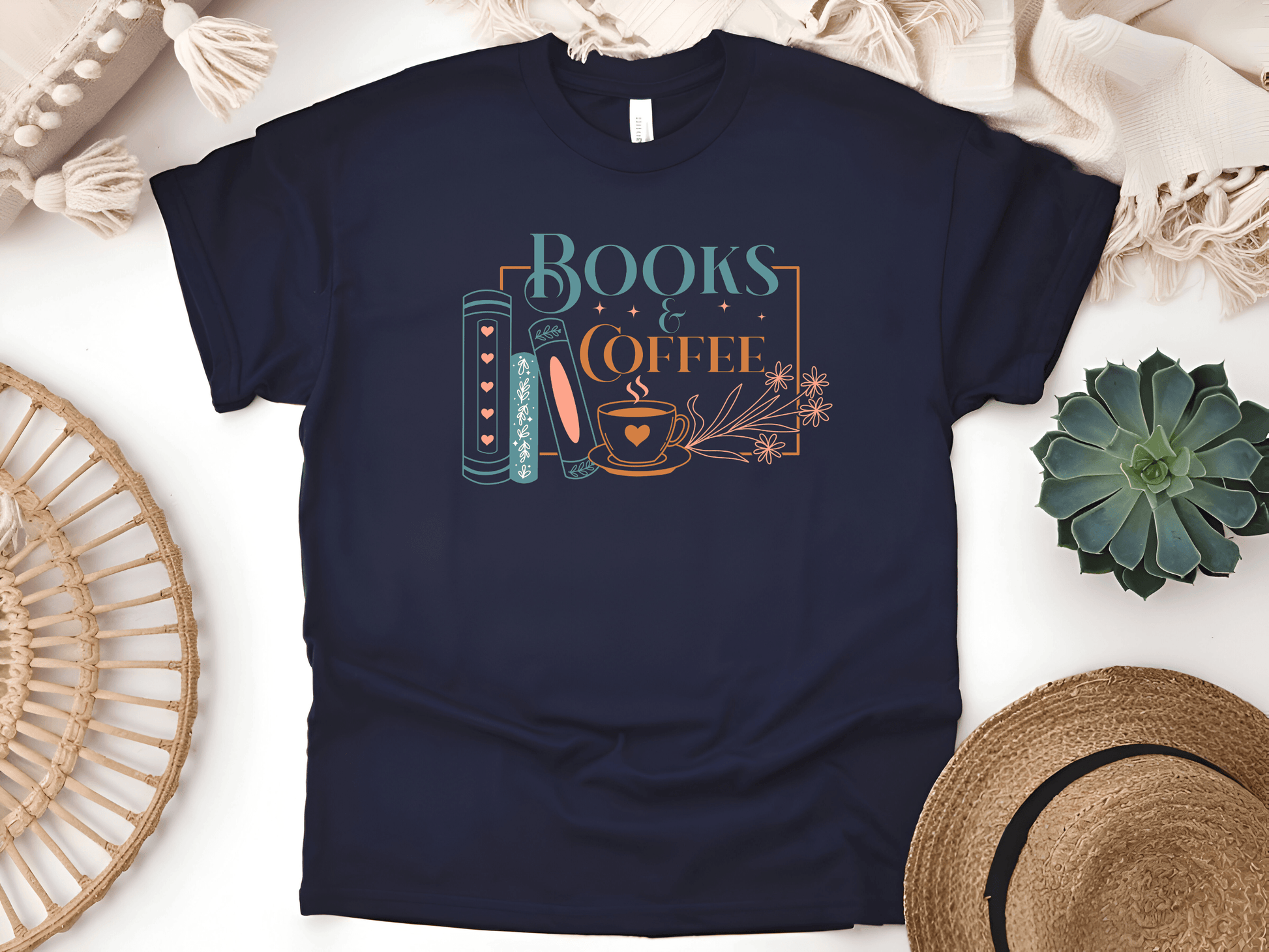 Books & Coffee Unisex T-Shirt – The Perfect Tee for Bookworms & Coffee Lovers - Lotta and Liv