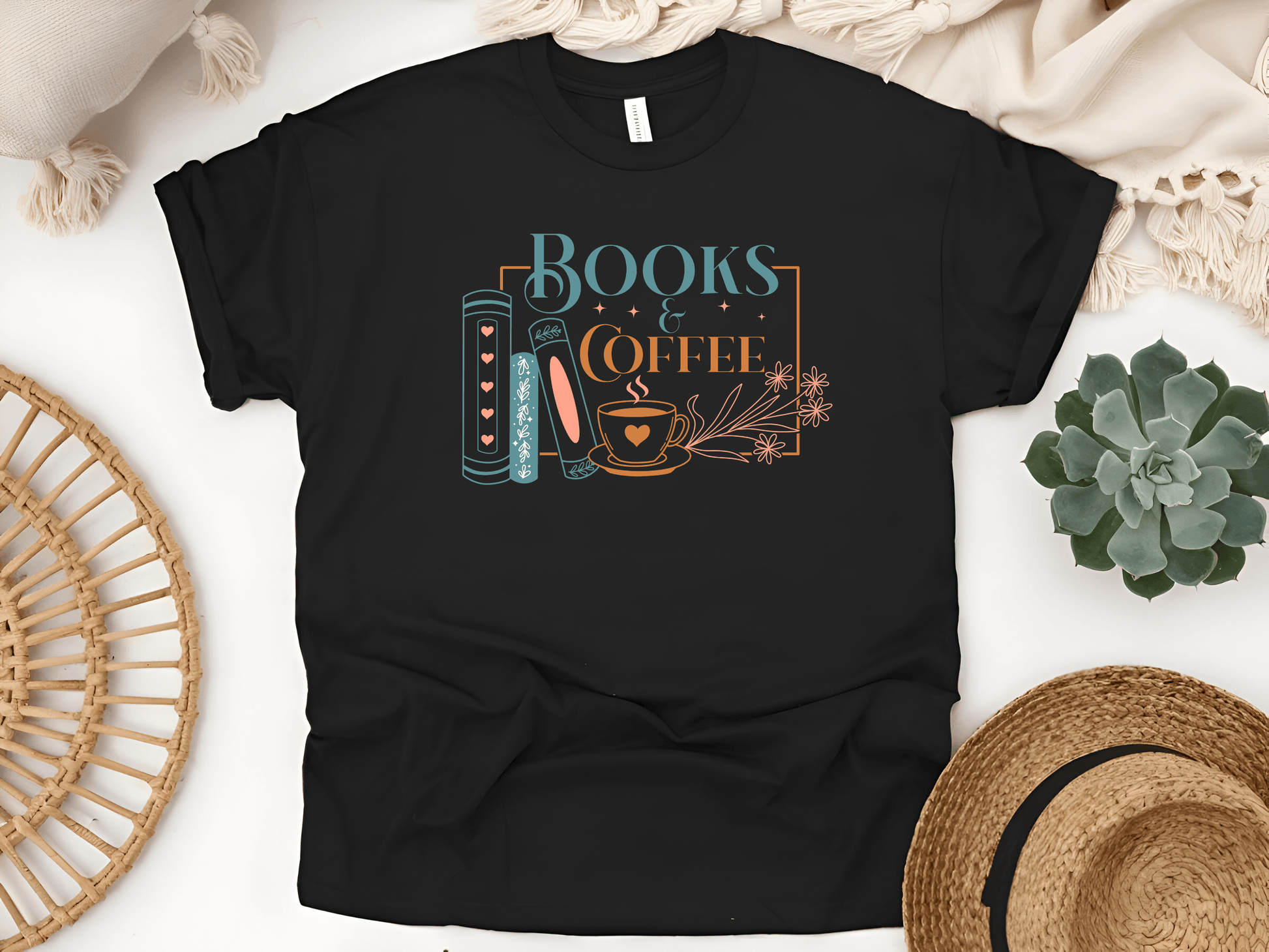 Books & Coffee Unisex T-Shirt – The Perfect Tee for Bookworms & Coffee Lovers - Lotta and Liv