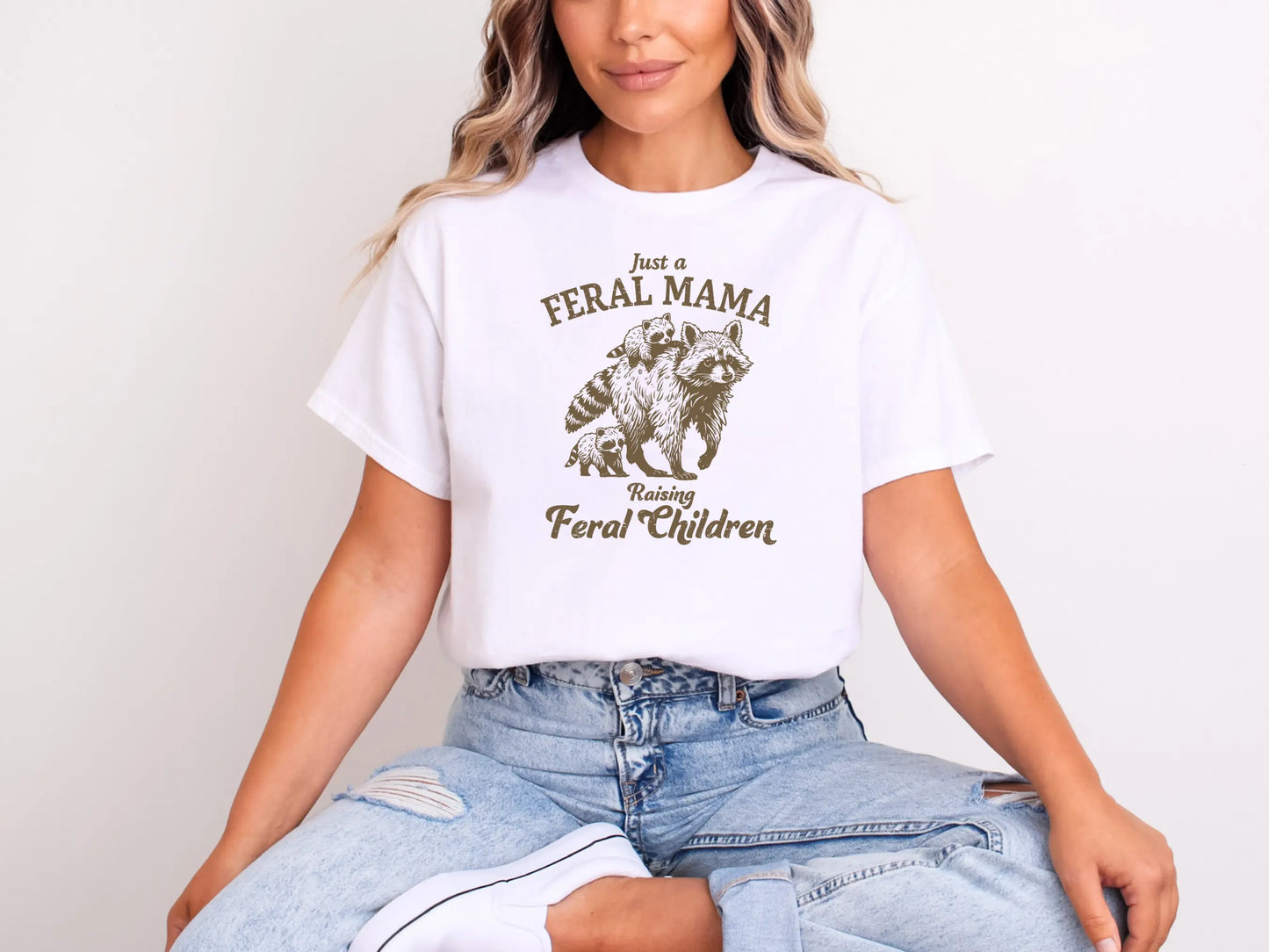 Just a Feral Mama Raising Her Feral Children Unisex Softstyle T-Shirt - Perfect Gift for Mums