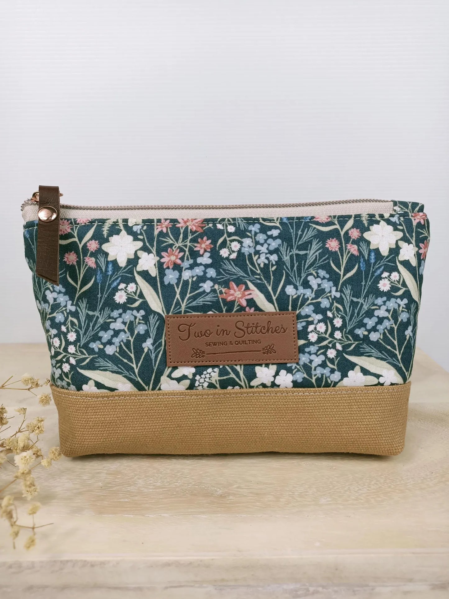 Floral Zipper Pouch – Spill Proof Vinyl-Lined Toiletry & Makeup Bag