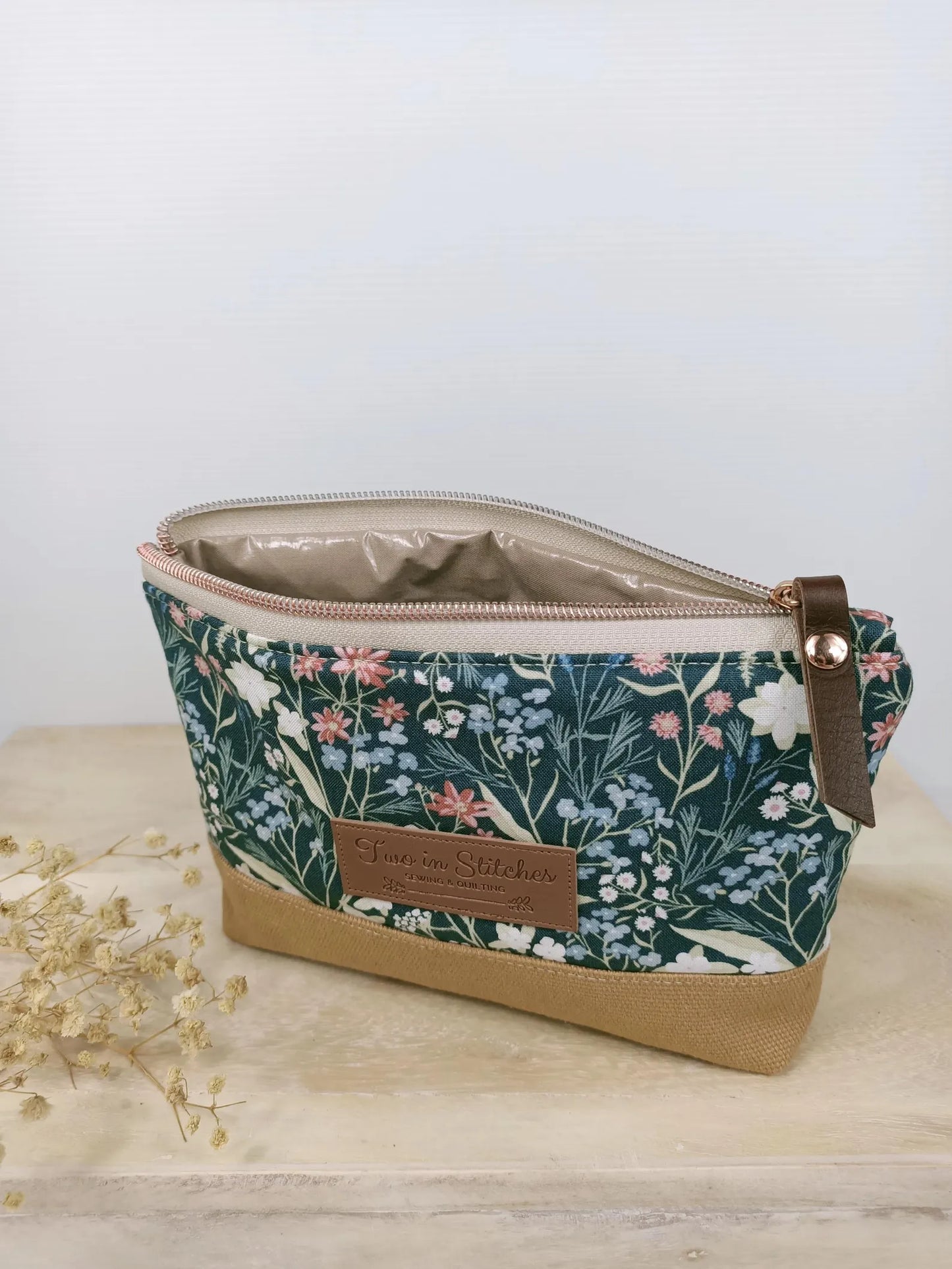 Floral Zipper Pouch – Spill Proof Vinyl-Lined Toiletry & Makeup Bag