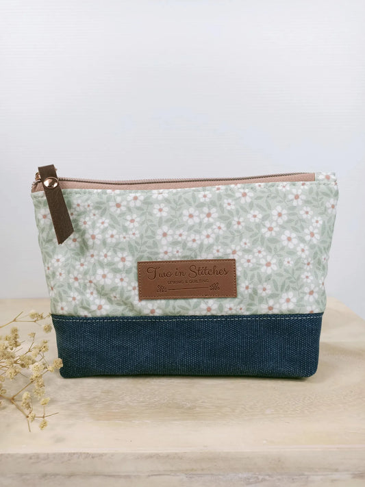Tiny Floral Zipper Pouch – Spill Proof Vinyl-Lined Toiletry & Makeup Bag