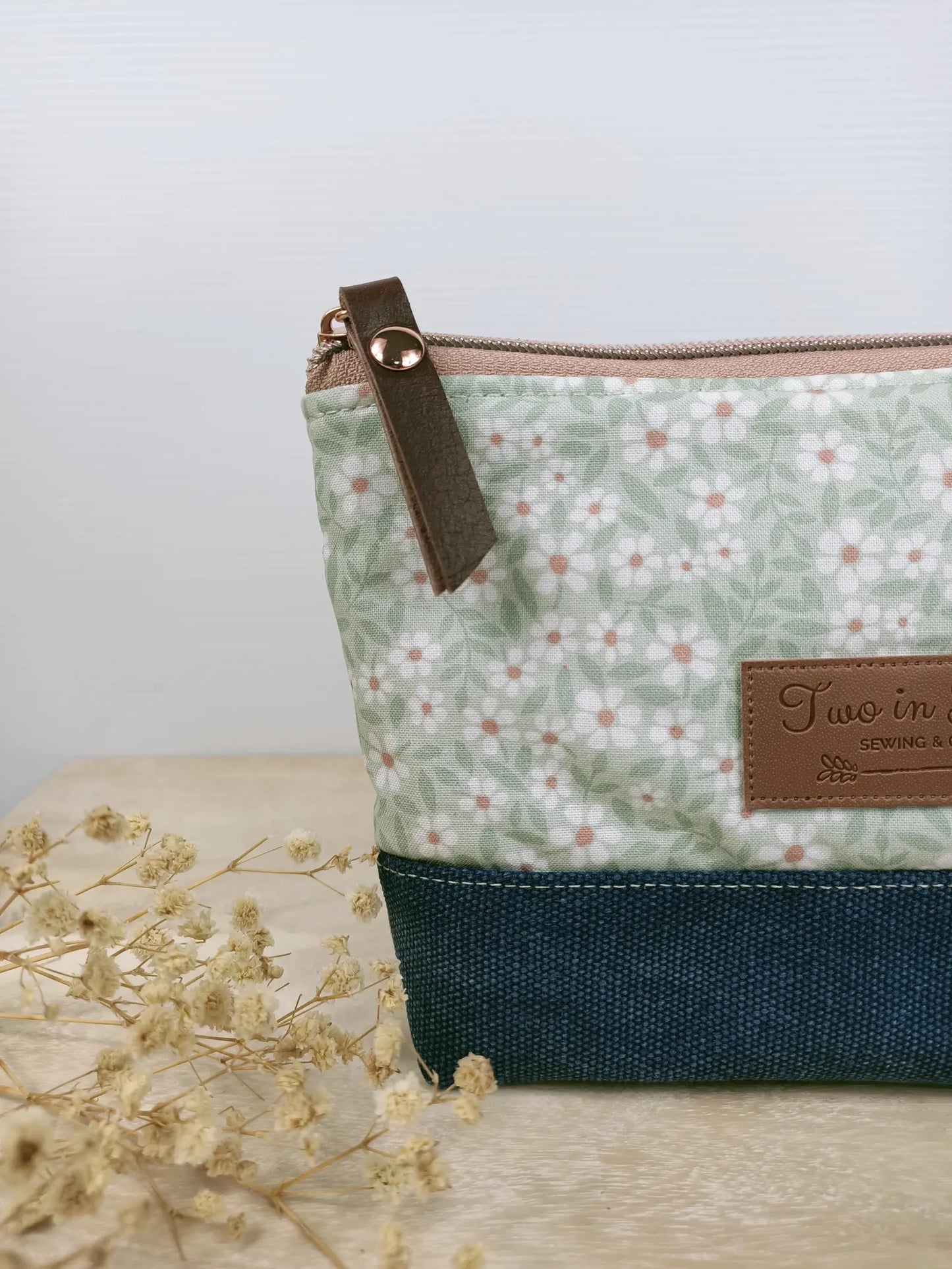 Tiny Floral Zipper Pouch – Spill Proof Vinyl-Lined Toiletry & Makeup Bag