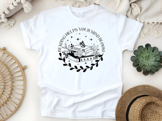 Reading Helps Your Mind Bloom – Booklover T-Shirt