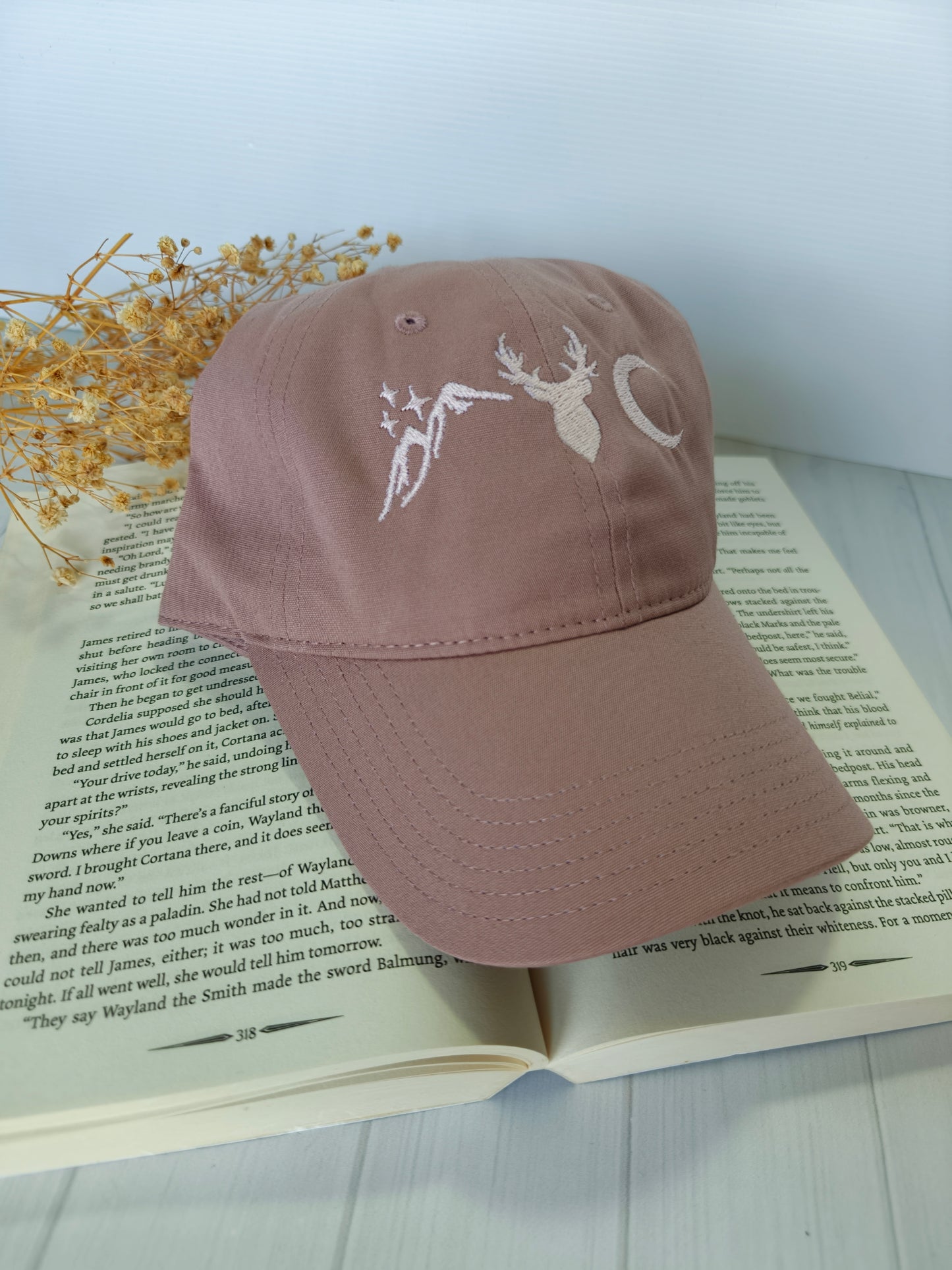 Bookish Embroidered Cap – ACOTAR Inspired, Stag & Mountain Hat, Gift for Sarah J Maas Fans