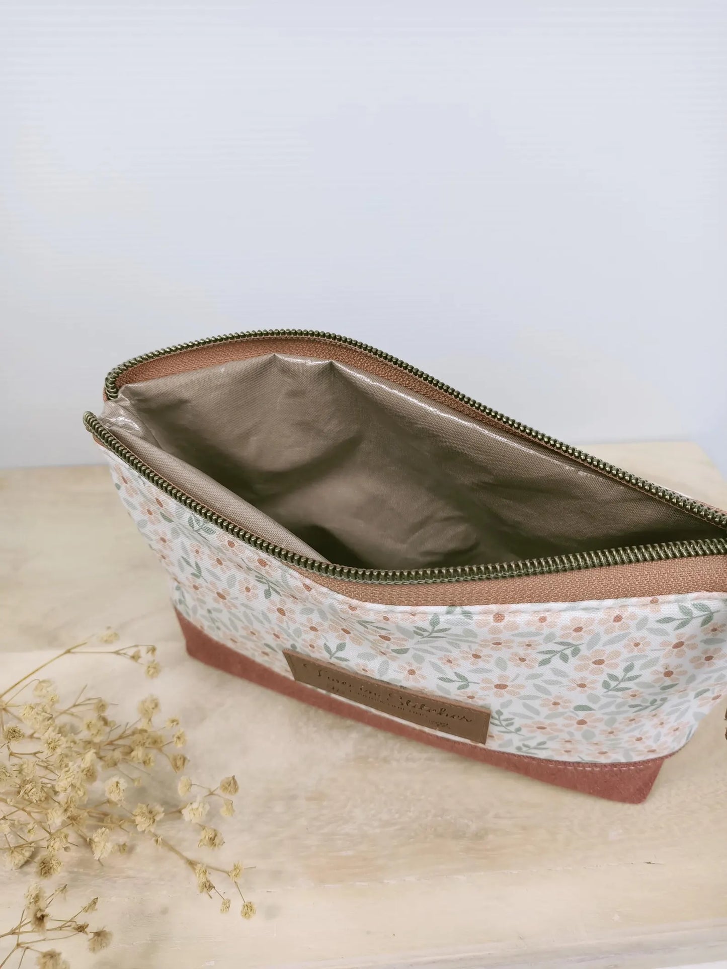 Tiny Floral Zipper Pouch – Spill Proof Vinyl-Lined Toiletry & Makeup Bag