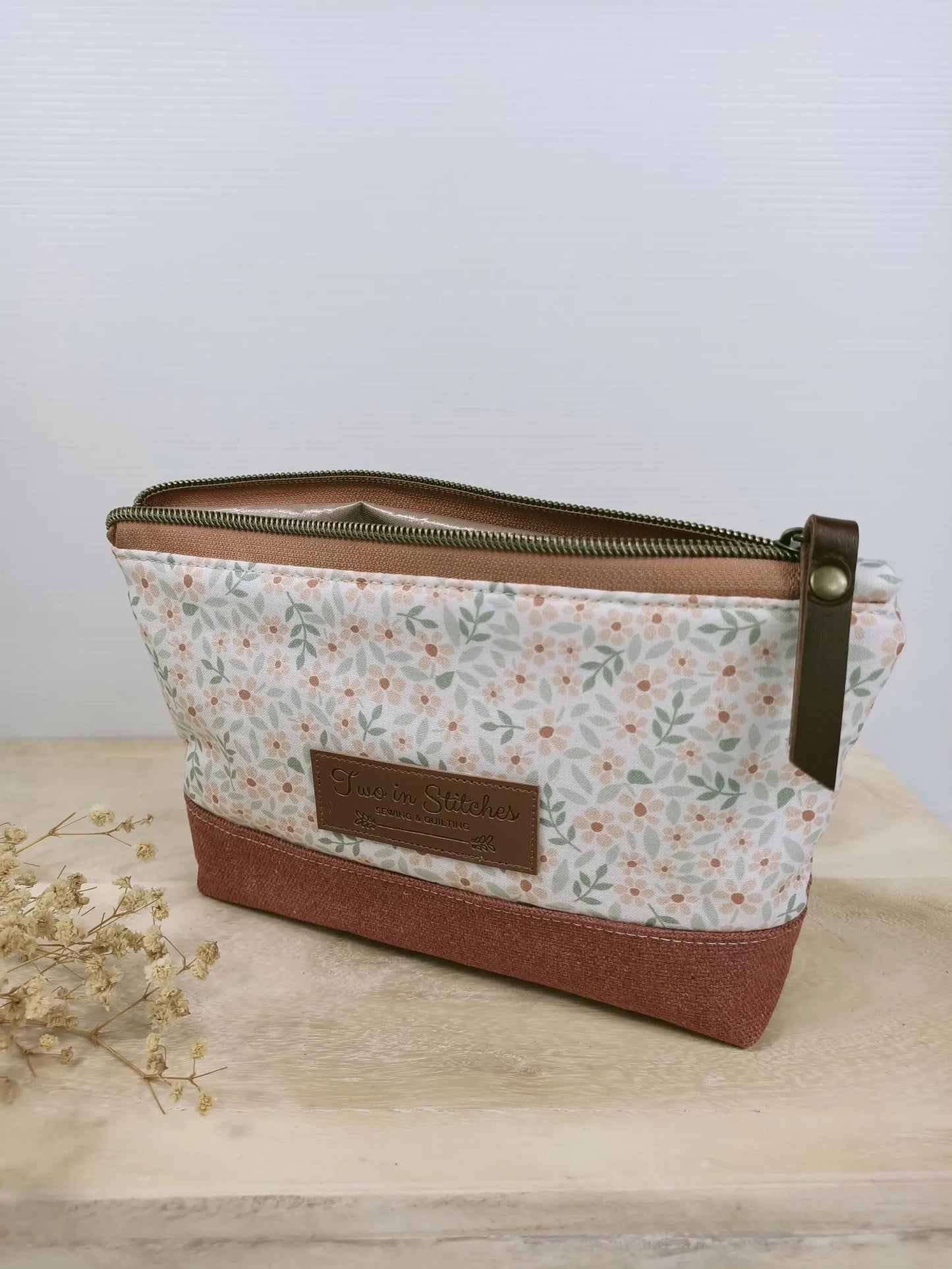 Tiny Floral Zipper Pouch – Spill Proof Vinyl-Lined Toiletry & Makeup Bag