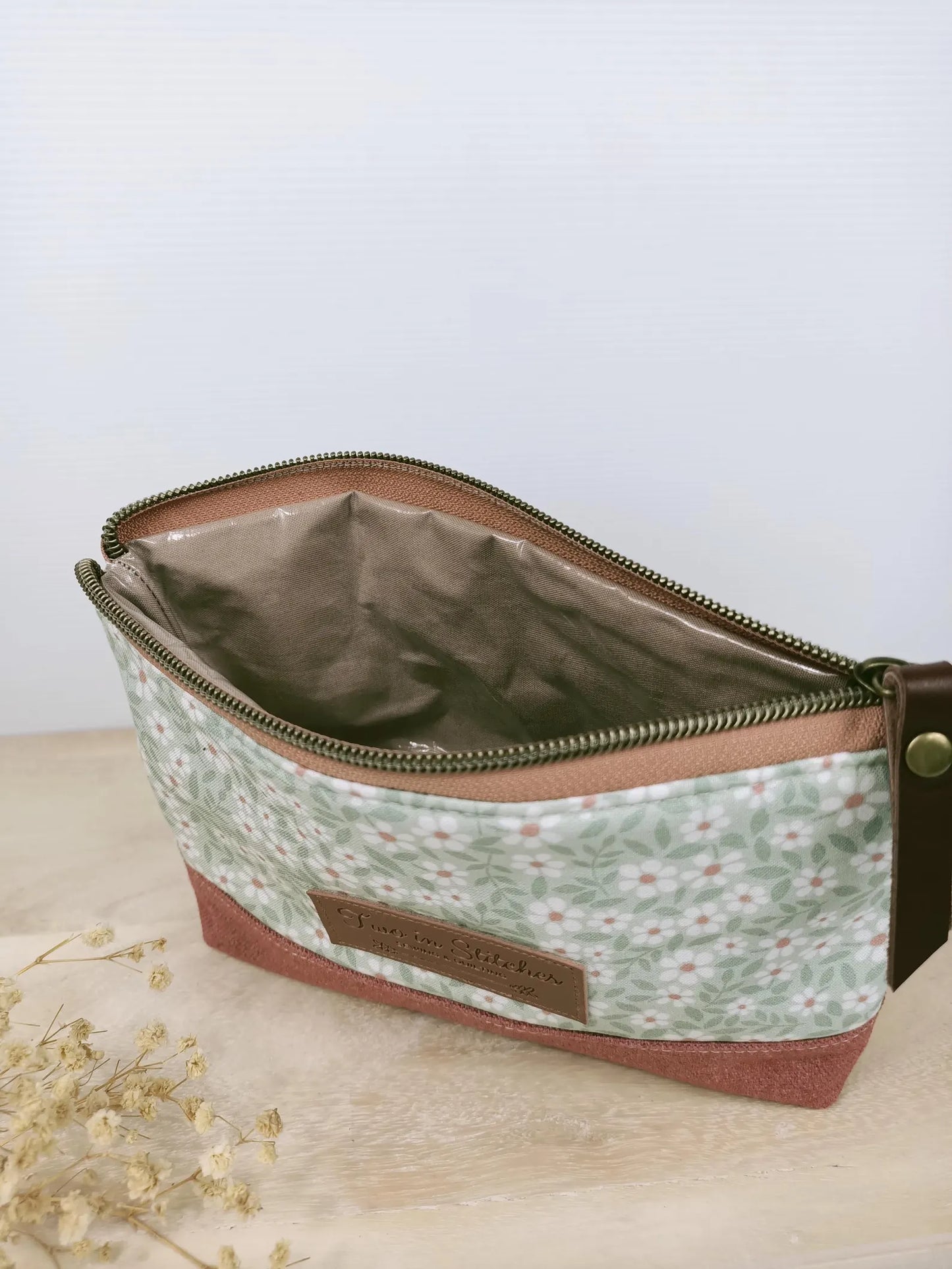 Tiny Floral Zipper Pouch – Spill Proof Vinyl-Lined Toiletry & Makeup Bag