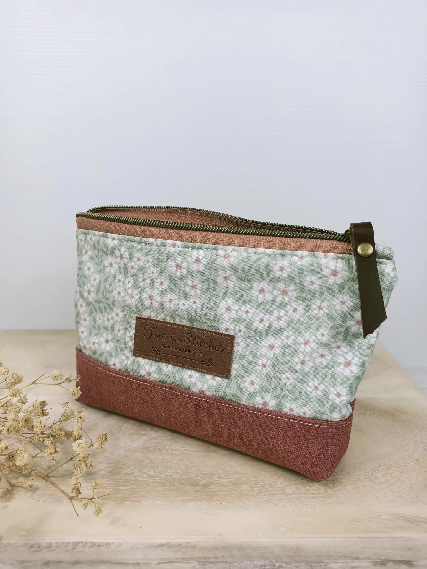 Tiny Floral Zipper Pouch – Spill Proof Vinyl-Lined Toiletry & Makeup Bag