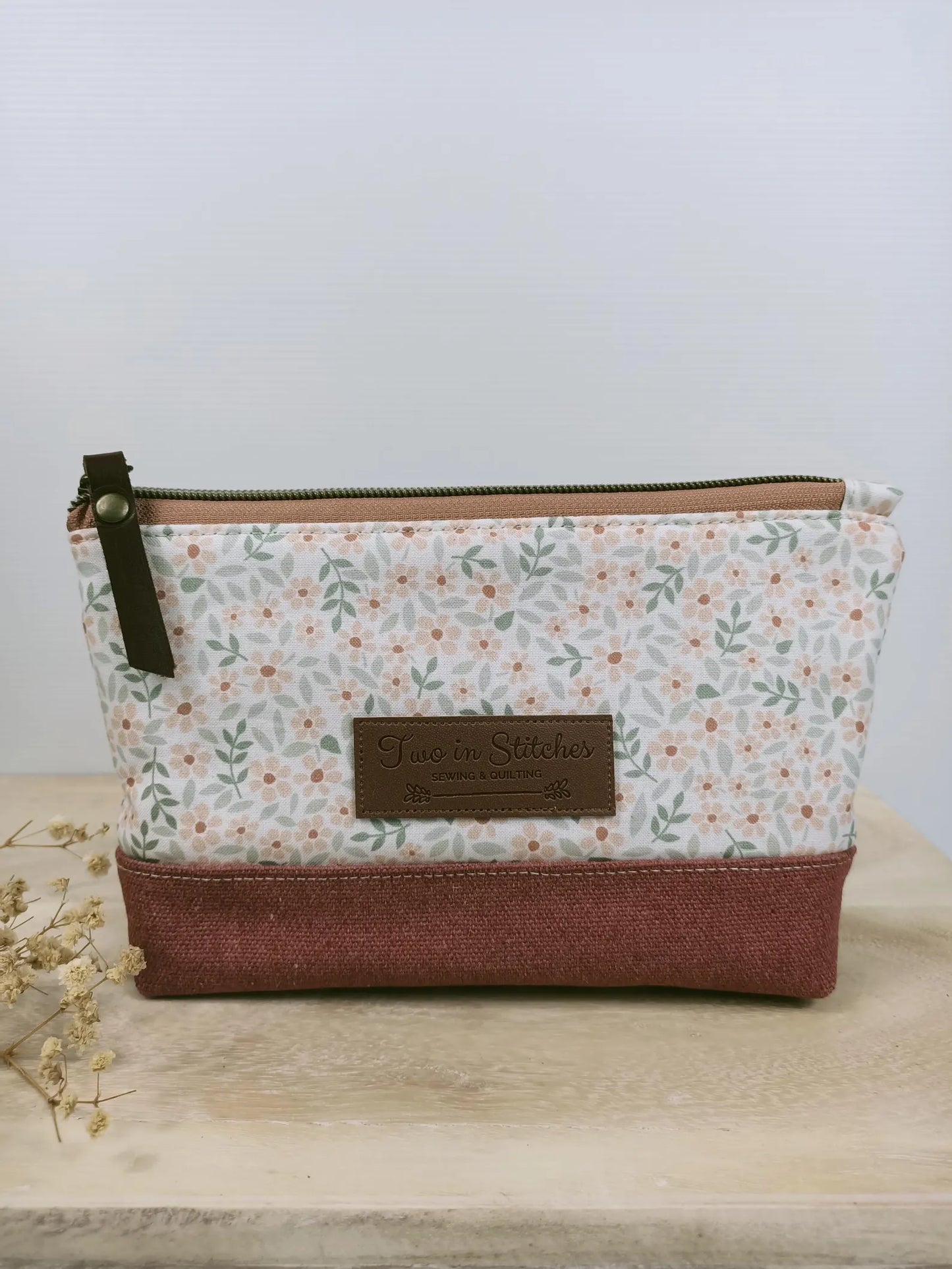 Tiny Floral Zipper Pouch – Spill Proof Vinyl-Lined Toiletry & Makeup Bag