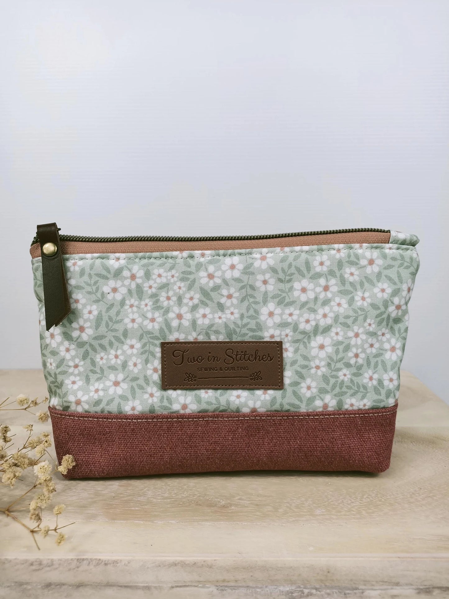 Tiny Floral Zipper Pouch – Spill Proof Vinyl-Lined Toiletry & Makeup Bag