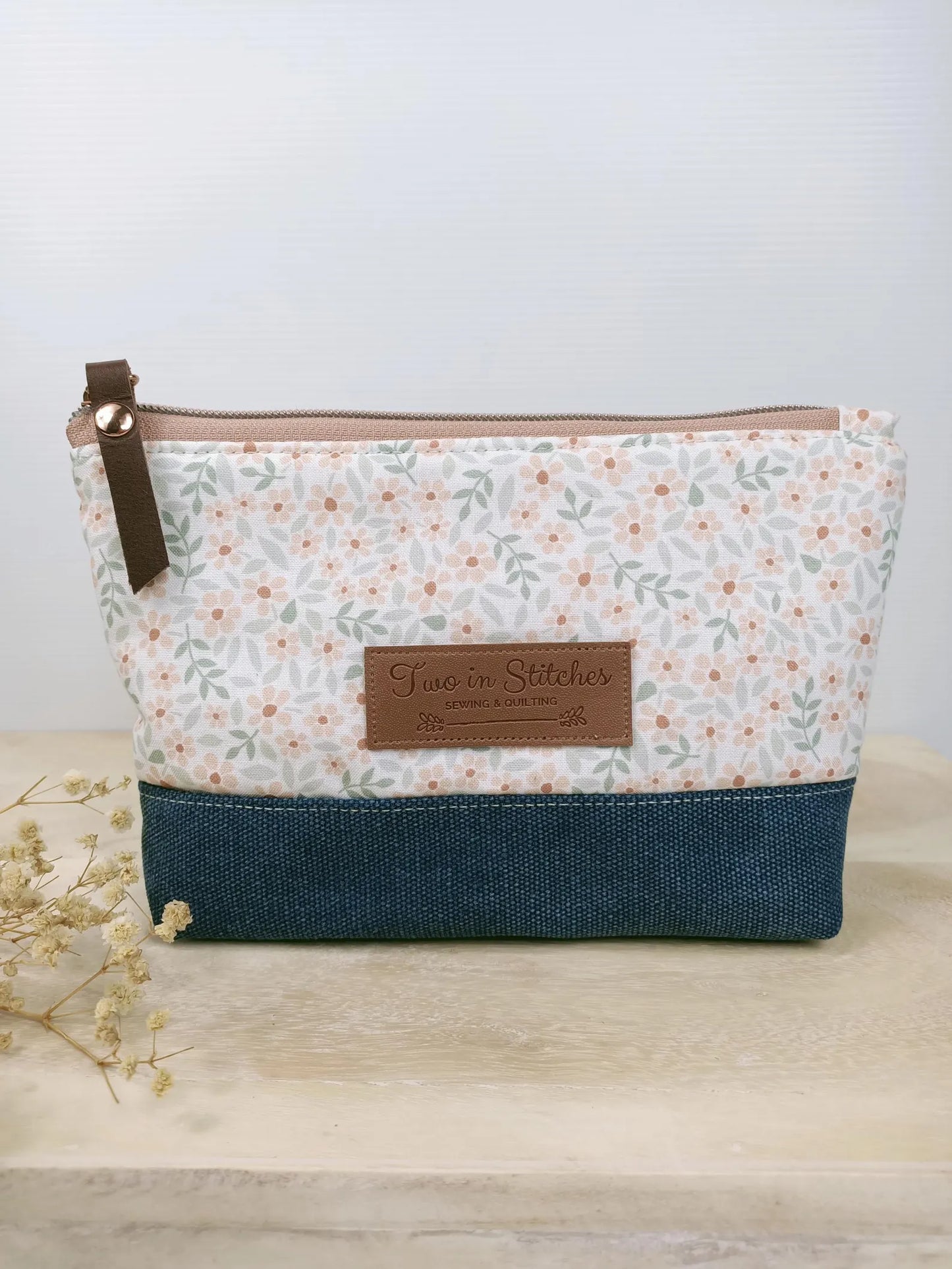Tiny Floral Zipper Pouch – Spill Proof Vinyl-Lined Toiletry & Makeup Bag