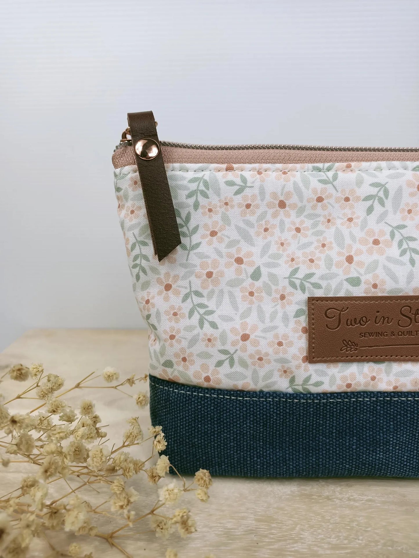 Tiny Floral Zipper Pouch – Spill Proof Vinyl-Lined Toiletry & Makeup Bag