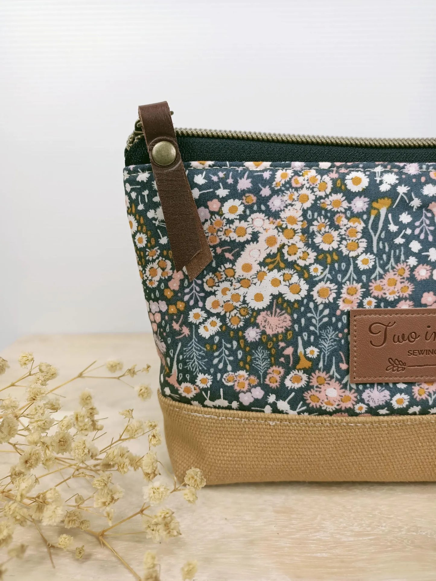 Moon and Stars Floral Zipper Pouch – Spill Proof Vinyl-Lined Toiletry & Makeup Bag