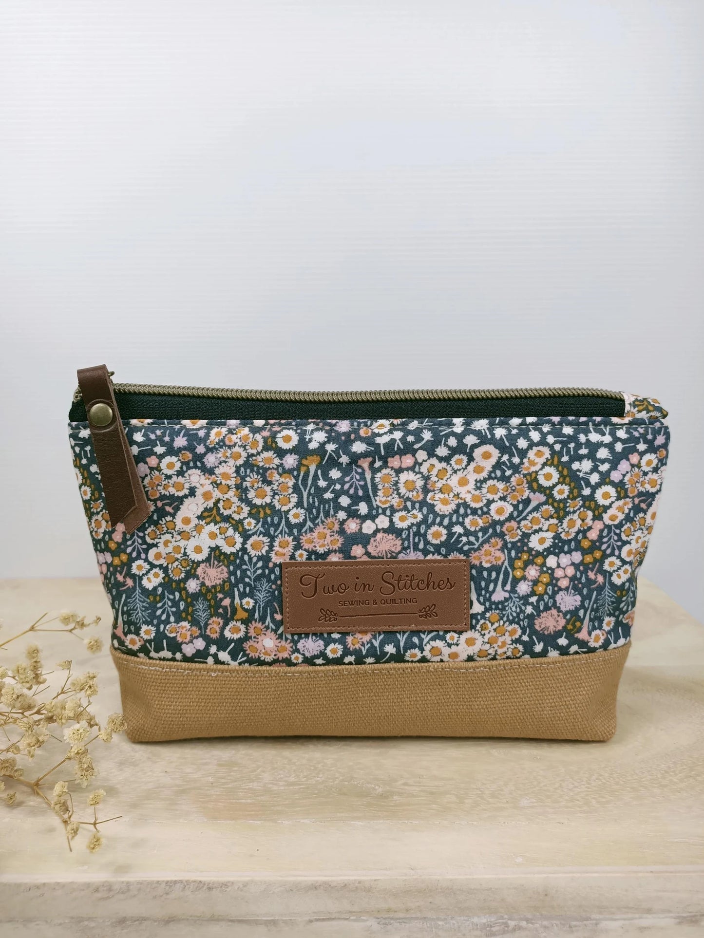 Moon and Stars Floral Zipper Pouch – Spill Proof Vinyl-Lined Toiletry & Makeup Bag